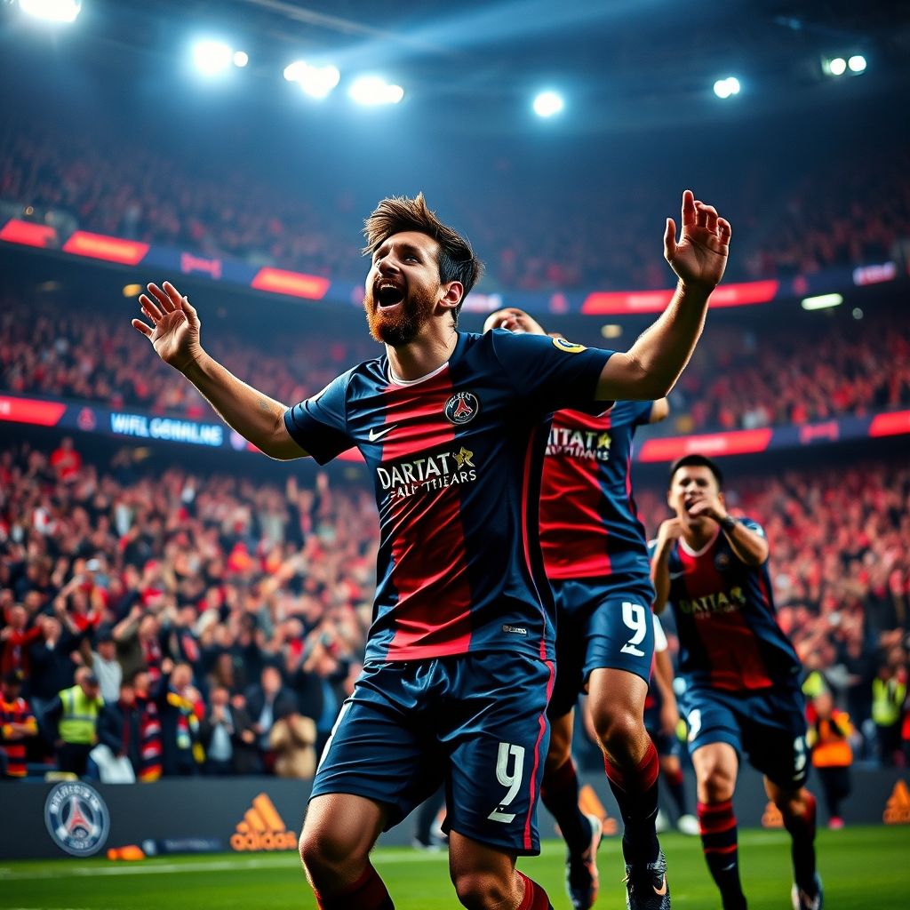 巴黎圣日耳曼狂胜,梅西梅开二度领衔,轻松晋级欧冠八强